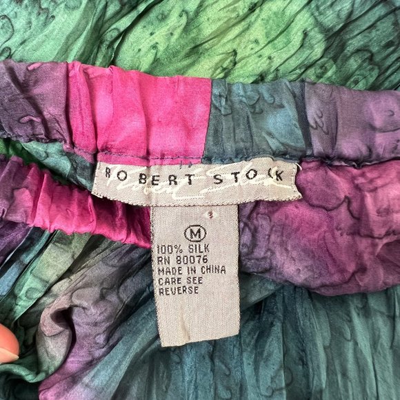 Vintage 100% Silk High Rise Boho Midi Skirt Flowy Mermaid Tie Dye Bohemian Drape - Picture 4 of 6